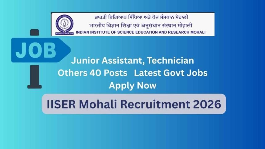 IISER Mohali Group B & C Recruitment 2026 – 10th, 12th, Graduate Jobs